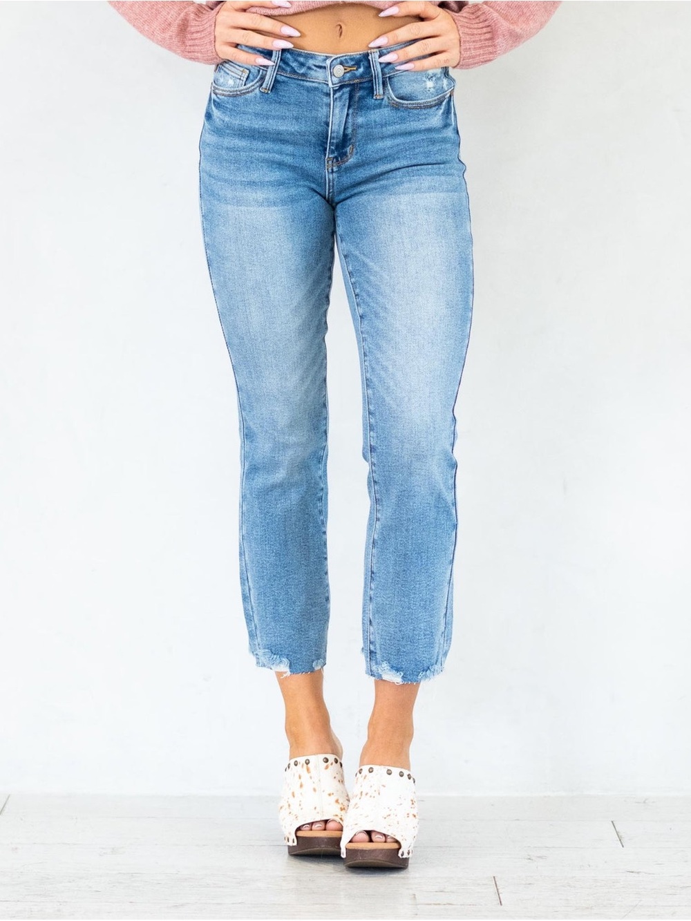 Judy Blue Belle Mid Rise Vintage Kick Straight Jeans Light Wash Womens Size 5/27